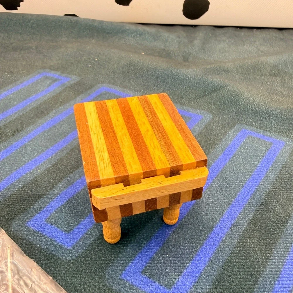 Concord Miniatures Butcher Block Table Dollhouse Furniture Brown Wood 1:12 Scale